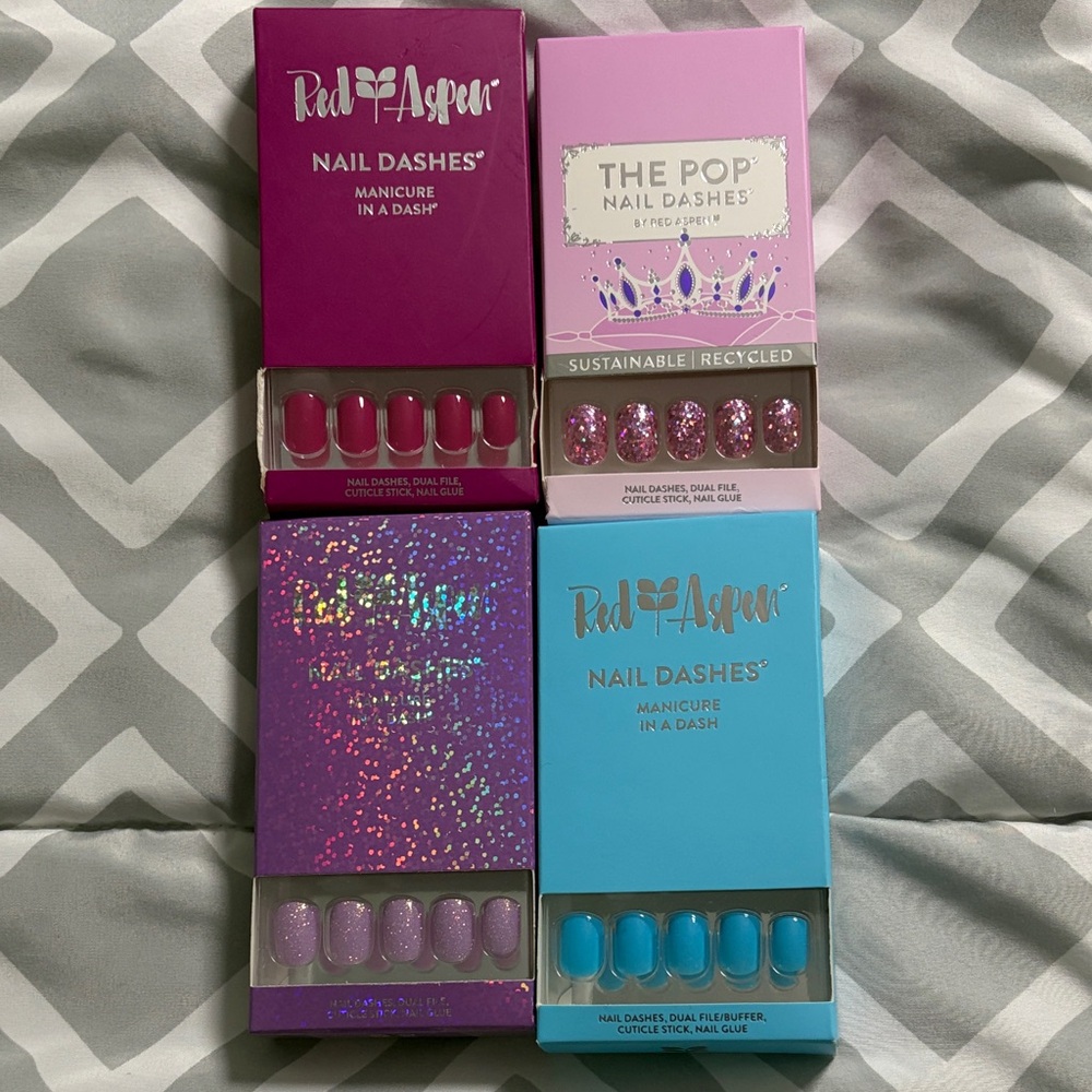 Red Aspen Nail Dashes - Pink, Purple, Blue Press-On Nails